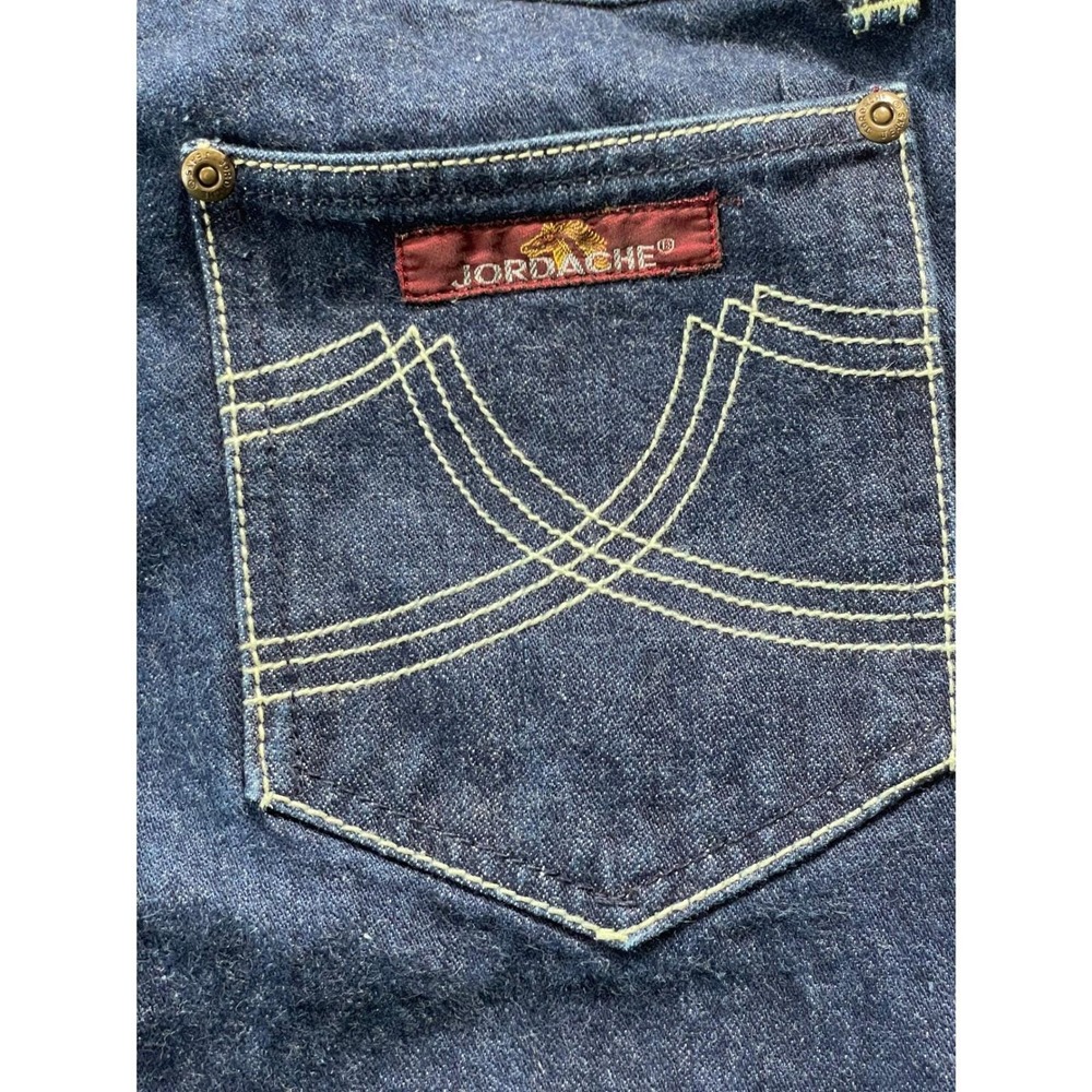 Vintage Jordache Mens 38 Jeans Dark Blue High Rise Straight Leg Thick Stitch - Picture 14 of 16